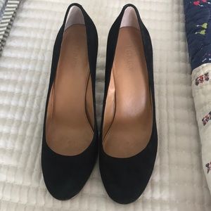 J. Crew black felt heels